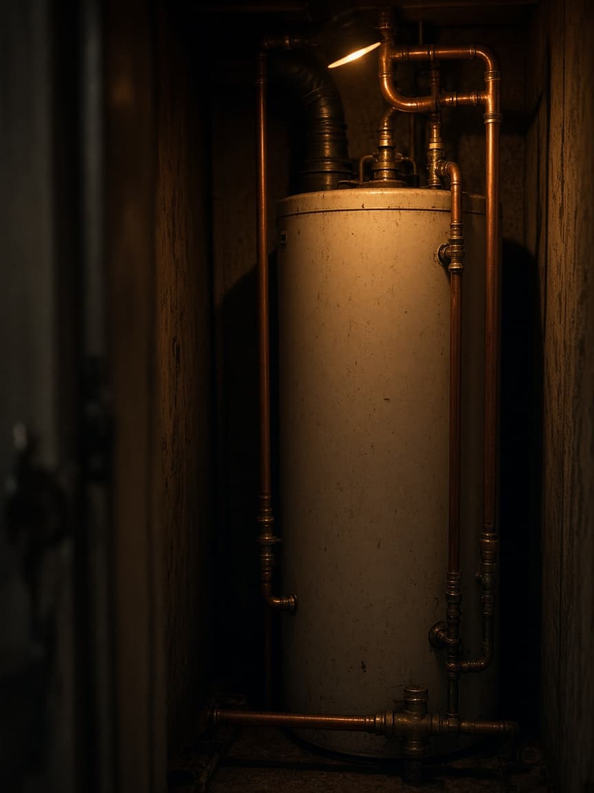 Residential water heater equipment in a clean utility setting
